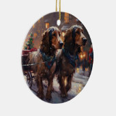 Engelse Cocker Spaniel Kerst Feestelijke Periode Keramisch Ornament (Rechts)