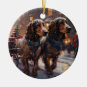 Engelse Cocker Spaniel Kerst Feestelijke Periode Keramisch Ornament (Voorkant)