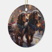 Engelse Cocker Spaniel Kerst Feestelijke Periode Keramisch Ornament (Links)