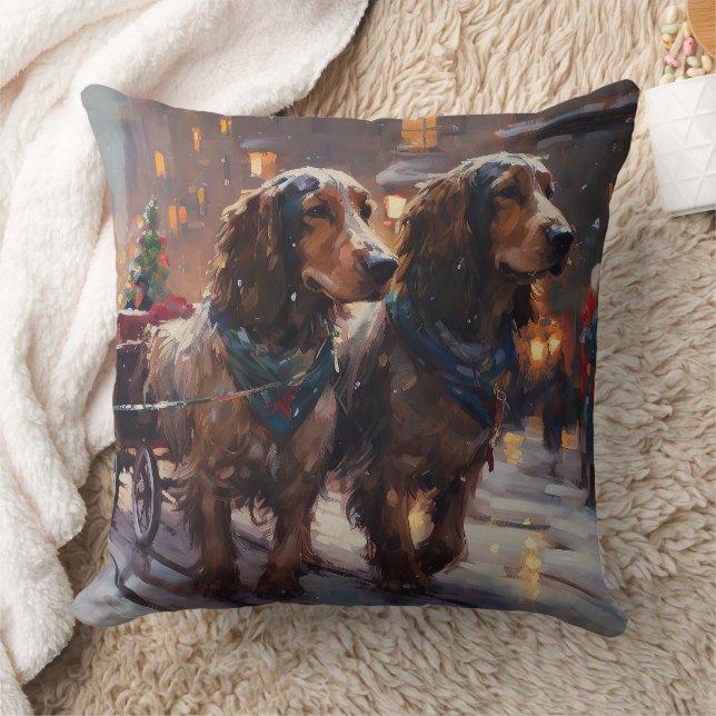 Engelse Cocker Spaniel Kerst Feestelijke Periode Kussen (Deken)