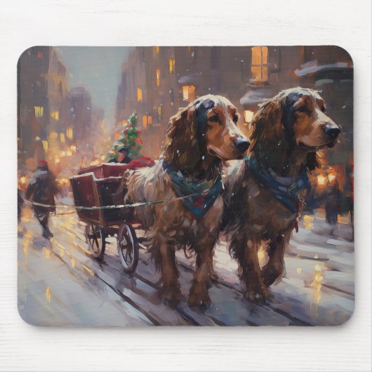 Engelse Cocker Spaniel Kerst Feestelijke Periode Muismat (Voorkant)