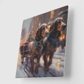 Engelse Cocker Spaniel Kerst Feestelijke Periode Vierkante Klok (Hoek)