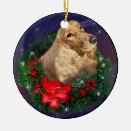 Engelse Cocker Spaniel Kerst Ornament (Voorkant)