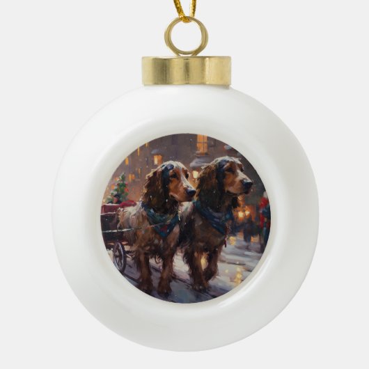 Engelse Cocker Spaniel Kerst Seizoen Keramische Bal Ornament (Voorkant)