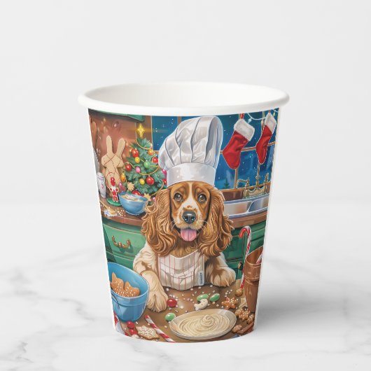 Engelse Cocker Spaniel Kerstbak: Kerstmis Papieren Bekers (Voorkant)