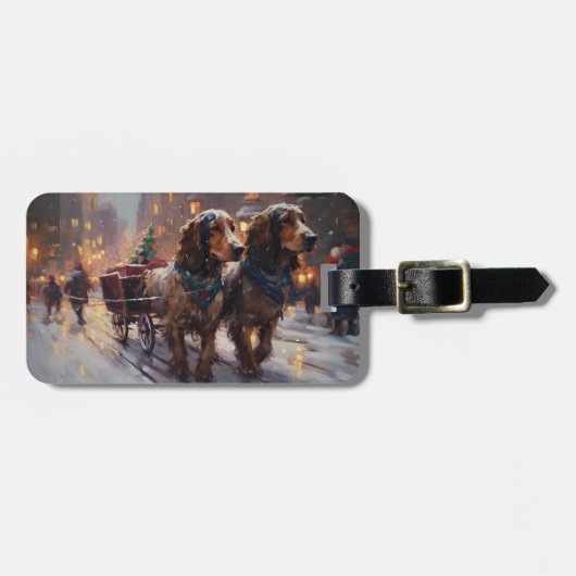 Engelse Cocker Spaniel Kerstfeest Seizoen Bagagelabel (Voorkant horizontaal)