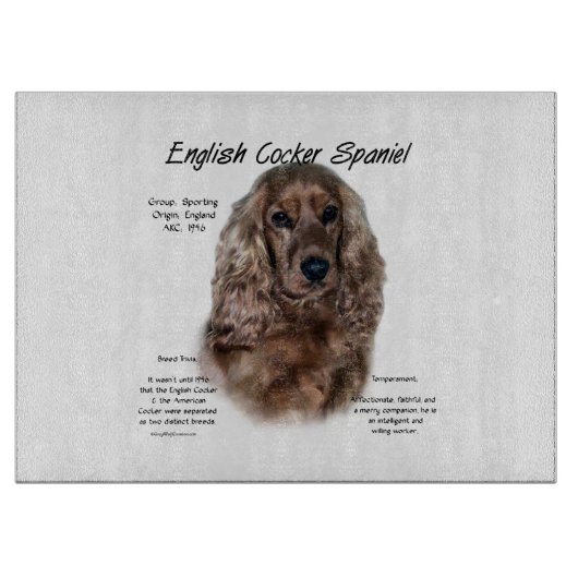 Engelse Cocker Spaniel (lever) Geschiedenis Ontwer Snijplank (Voorkant)