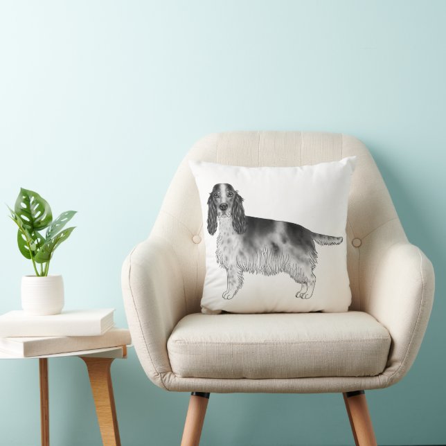 Engelse Cocker Spaniel Ontwerp In Zwart En Wit Kussen (Stoel)