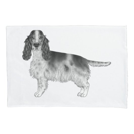 Engelse Cocker Spaniel Ontwerp in Zwart en Wit Kussensloop (Voorkant-Links)