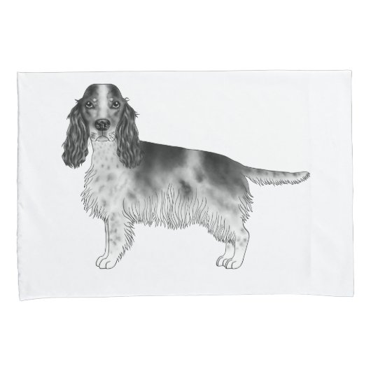 Engelse Cocker Spaniel Ontwerp in Zwart en Wit Kussensloop (Voorkant-Rechts)