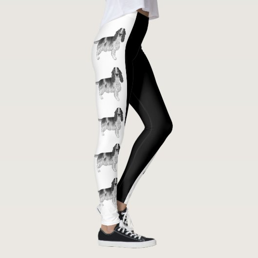 Engelse Cocker Spaniel Ontwerp In Zwart En Wit Leggings (Rechts)