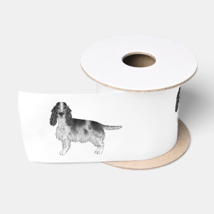 Engelse Cocker Spaniel Ontwerp In Zwart En Wit Satijnen Lint