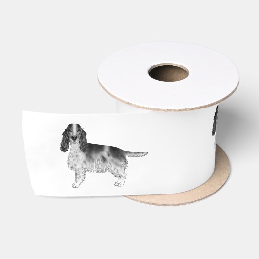 Engelse Cocker Spaniel Ontwerp In Zwart En Wit Satijnen Lint (Spoel)