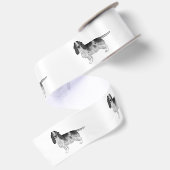 Engelse Cocker Spaniel Ontwerp In Zwart En Wit Satijnen Lint (Achterkant)