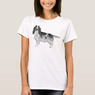 Engelse Cocker Spaniel Ontwerp in Zwart en Wit T-shirt