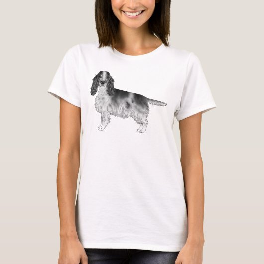 Engelse Cocker Spaniel Ontwerp in Zwart en Wit T-shirt (Voorkant)