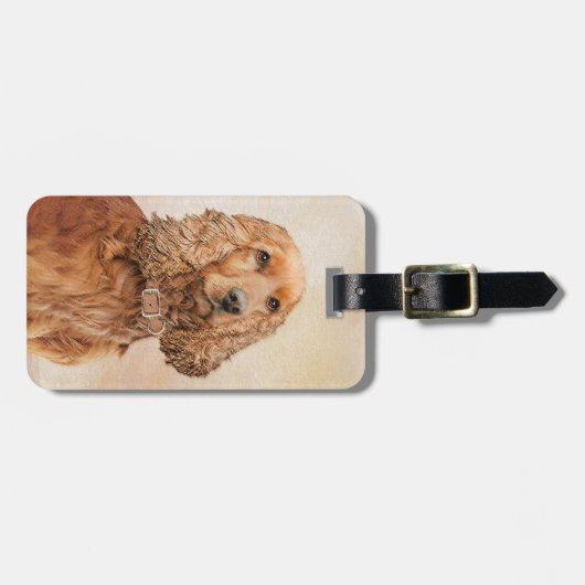 Engelse Cocker Spaniel Paining - Originele Dog Art Bagagelabel (Voorkant horizontaal)