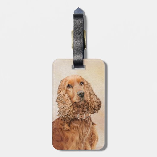 Engelse Cocker Spaniel Paining - Originele Dog Art Bagagelabel (Achterkant verticaal)