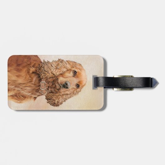 Engelse Cocker Spaniel Paining - Originele Dog Art Bagagelabel (Achterkant horizontaal)