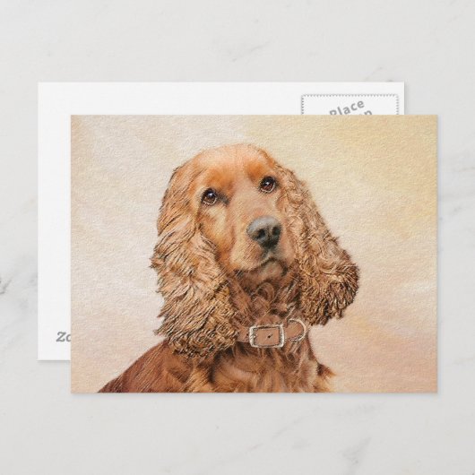 Engelse Cocker Spaniel Paining - Originele Dog Art Briefkaart (Voorkant / Achterkant)