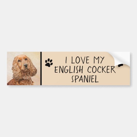 Engelse Cocker Spaniel Paining - Originele Dog Art Bumpersticker (Voorkant)
