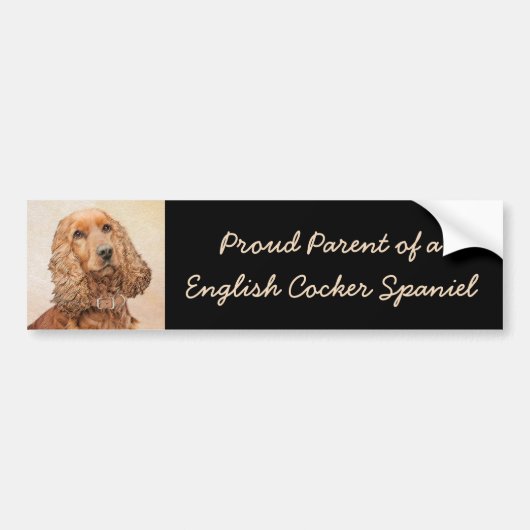 Engelse Cocker Spaniel Paining - Originele Dog Art Bumpersticker (Voorkant)