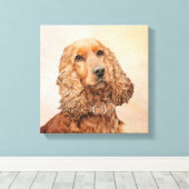 Engelse Cocker Spaniel Paining - Originele Dog Art Canvas Afdruk (Insitu (Houten vloer))
