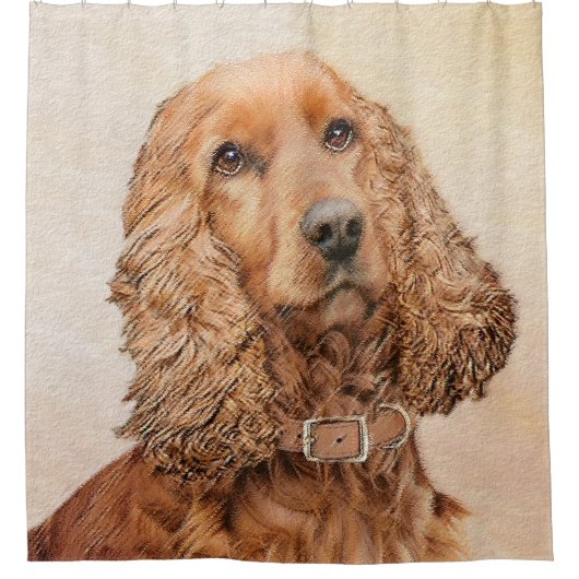 Engelse Cocker Spaniel Paining - Originele Dog Art Douchegordijn (Voorkant)