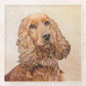 Engelse Cocker Spaniel Paining - Originele Dog Art Glazen Onderzetter (Voorkant)