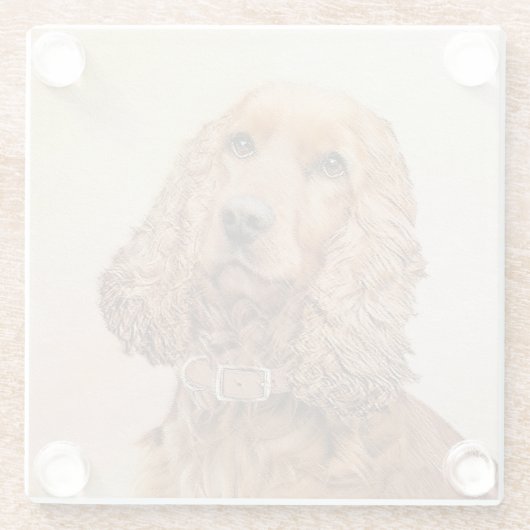 Engelse Cocker Spaniel Paining - Originele Dog Art Glazen Onderzetter (Achterkant)