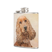 Engelse Cocker Spaniel Paining - Originele Dog Art Heupfles (Links)