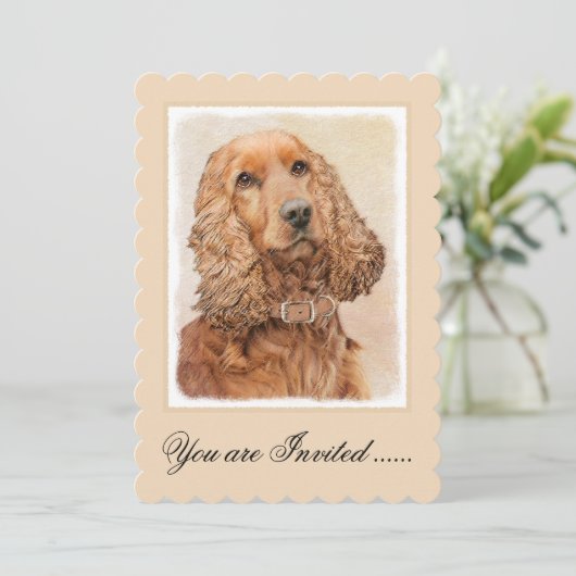 Engelse Cocker Spaniel Paining - Originele Dog Art Kaart (Staand voorkant)