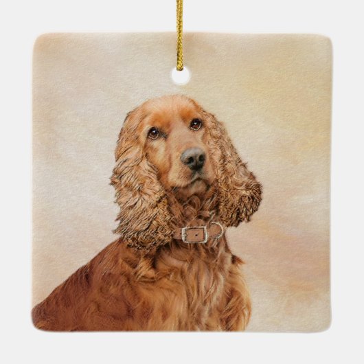Engelse Cocker Spaniel Paining - Originele Dog Art Keramisch Ornament (Achterkant)