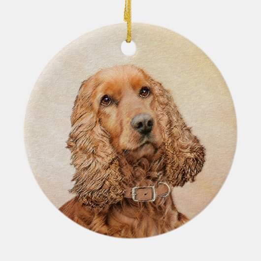 Engelse Cocker Spaniel Paining - Originele Dog Art Keramisch Ornament (Achterkant)