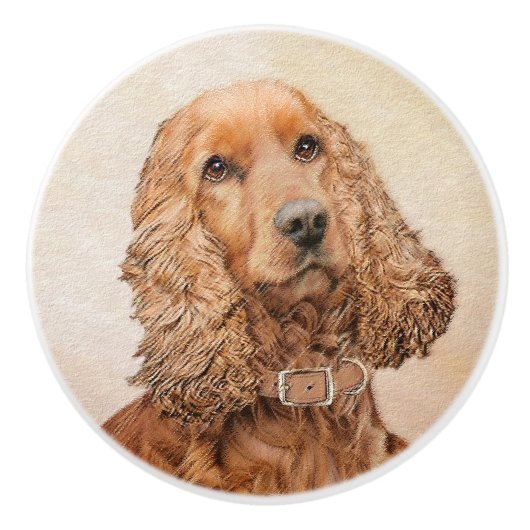 Engelse Cocker Spaniel Paining - Originele Dog Art Keramische Knop (Voorkant)