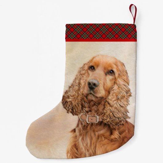 Engelse Cocker Spaniel Paining - Originele Dog Art Kleine Kerstsok (Achterkant)