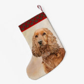 Engelse Cocker Spaniel Paining - Originele Dog Art Kleine Kerstsok (Achterkant (Hangend))