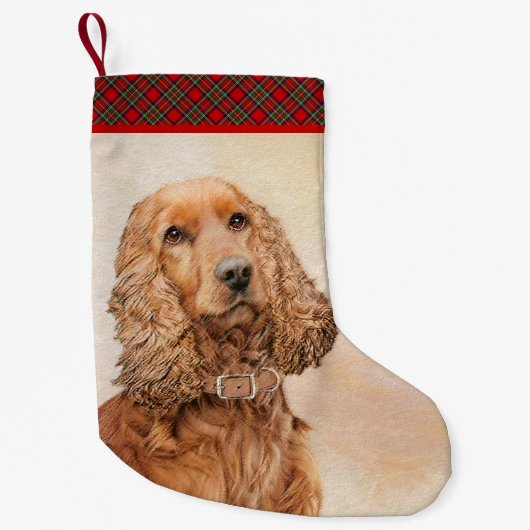 Engelse Cocker Spaniel Paining - Originele Dog Art Kleine Kerstsok (Voorkant)