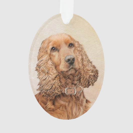 Engelse Cocker Spaniel Paining - Originele Dog Art Ornament (achterkant)
