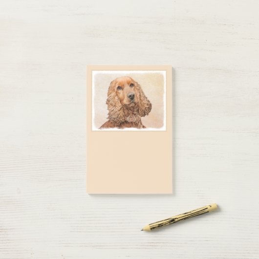 Engelse Cocker Spaniel Paining - Originele Dog Art Post-it® Notes (Op bureau)