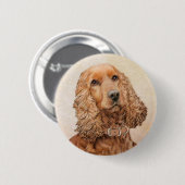 Engelse Cocker Spaniel Paining - Originele Dog Art Ronde Button 5,7 Cm (Voorkant /achterkant)