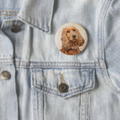 Engelse Cocker Spaniel Paining - Originele Dog Art Ronde Button 5,7 Cm (In situ)