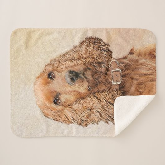 Engelse Cocker Spaniel Paining - Originele Dog Art Sherpa Deken (Voorkant (horizontaal))