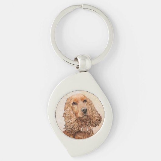 Engelse Cocker Spaniel Paining - Originele Dog Art Sleutelhanger (Voorkant)