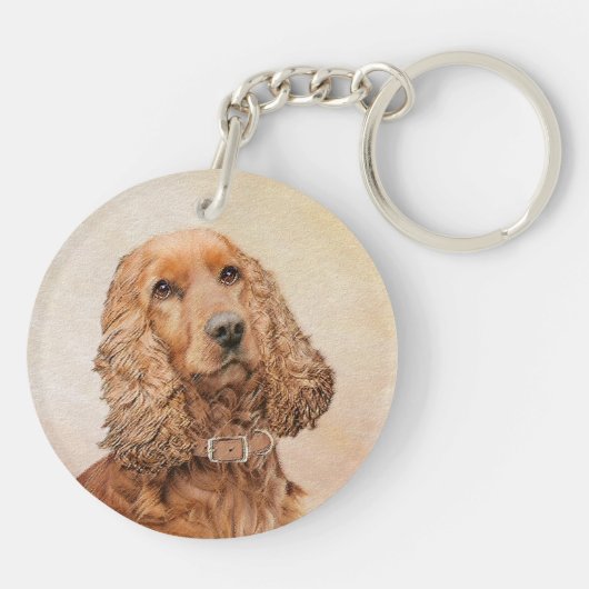 Engelse Cocker Spaniel Paining - Originele Dog Art Sleutelhanger (Achterkant)