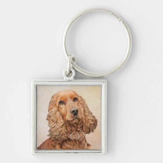 Engelse Cocker Spaniel Paining - Originele Dog Art Sleutelhanger (Voorkant)