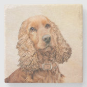 Engelse Cocker Spaniel Paining - Originele Dog Art Stenen Onderzetter (Voorkant)