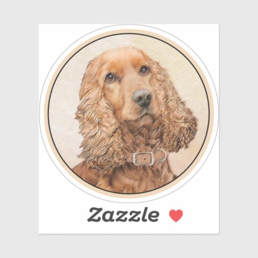 Engelse Cocker Spaniel Paining - Originele Dog Art Sticker (Vel)
