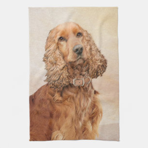 Engelse Cocker Spaniel Paining - Originele Dog Art Theedoek