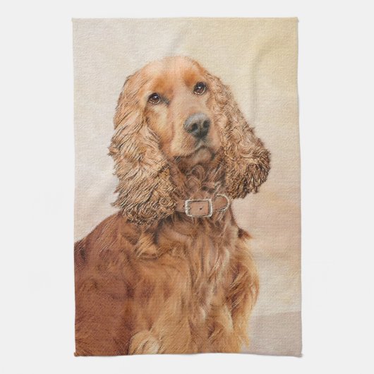Engelse Cocker Spaniel Paining - Originele Dog Art Theedoek (Verticaal)